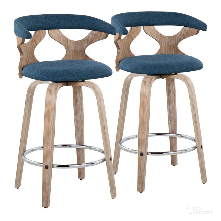 The appearance of Gardenia 26 Inch Fixed Height Counter Stool Set of 2 In Blue designed by Lumisource in the modern / contemporary interior design. This blue piece of furniture  was selected by 1StopBedrooms from Gardenia Collection to add a touch of cosiness and style into your home. Sku: B26-GARDFB-GRTZR2 WWBU2. Material: Wood. Product Type: Barstool. Image1