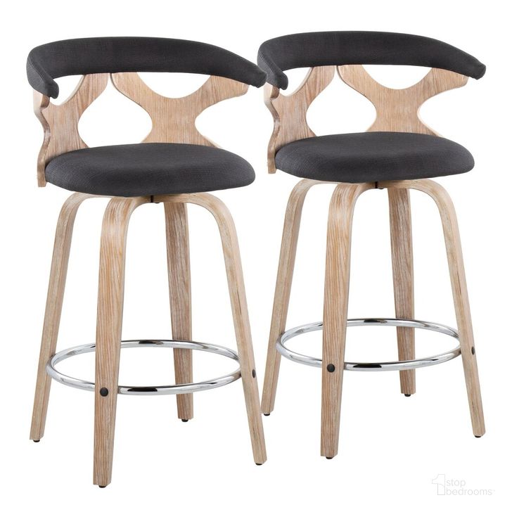 The appearance of Gardenia 26 Inch Fixed Height Counter Stool Set of 2 In Charcoal and White designed by Lumisource in the modern / contemporary interior design. This charcoal and white piece of furniture  was selected by 1StopBedrooms from Gardenia Collection to add a touch of cosiness and style into your home. Sku: B26-GARDFB-GRTZR2 WWCHAR2. Material: Wood. Product Type: Barstool. Image1