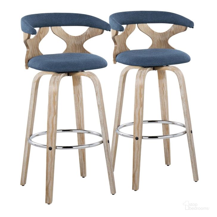 The appearance of Gardenia 30 Inch Fixed Height Barstool Set of 2 In Blue designed by Lumisource in the modern / contemporary interior design. This blue piece of furniture  was selected by 1StopBedrooms from Gardenia Collection to add a touch of cosiness and style into your home. Sku: B30-GARDFB-GRTZR2 WWBU2. Material: Wood. Product Type: Barstool. Image1