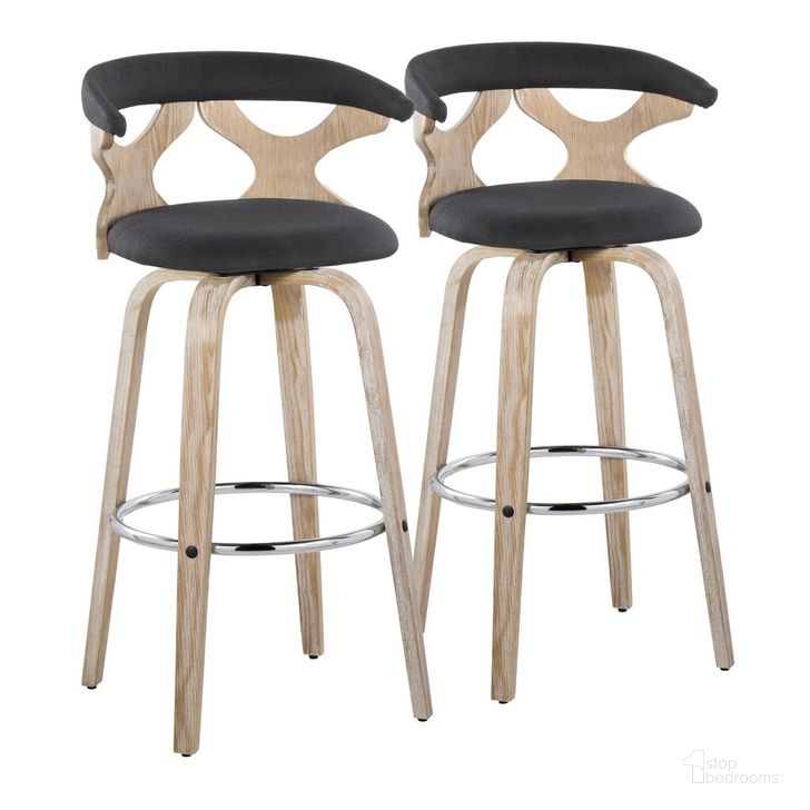 The appearance of Gardenia 30 Inch Fixed Height Barstool Set of 2 In Charcoal and White designed by Lumisource in the modern / contemporary interior design. This charcoal and white piece of furniture  was selected by 1StopBedrooms from Gardenia Collection to add a touch of cosiness and style into your home. Sku: B30-GARDFB-GRTZR2 WWCHAR2. Material: Wood. Product Type: Barstool. Image1