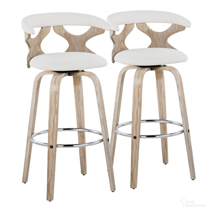 The appearance of Gardenia 30 Inch Fixed Height Barstool Set of 2 In Cream White designed by Lumisource in the modern / contemporary interior design. This cream white piece of furniture  was selected by 1StopBedrooms from Gardenia Collection to add a touch of cosiness and style into your home. Sku: B30-GARDFB-GRTZR2 WWCR2. Material: Wood. Product Type: Barstool. Image1
