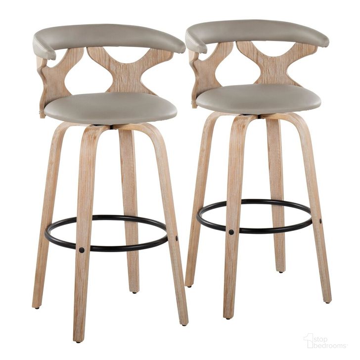 The appearance of Gardenia 30 Inch Fixed Height Barstool Set of 2 In White and Black designed by Lumisource in the transitional interior design. This white and black piece of furniture  was selected by 1StopBedrooms from Gardenia Collection to add a touch of cosiness and style into your home. Sku: B30-GARDPU-GRTZQ2 WWLGY2. Material: Wood. Product Type: Barstool. Image1