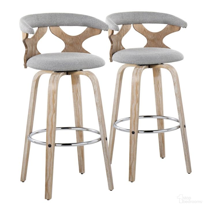The appearance of Gardenia 30 Inch Fixed Height Barstool Set of 2 In White and Chrome designed by Lumisource in the modern / contemporary interior design. This white and chrome piece of furniture  was selected by 1StopBedrooms from Gardenia Collection to add a touch of cosiness and style into your home. Sku: B30-GARDFB-GRTZR2 WWLGY2. Material: Wood. Product Type: Barstool. Image1