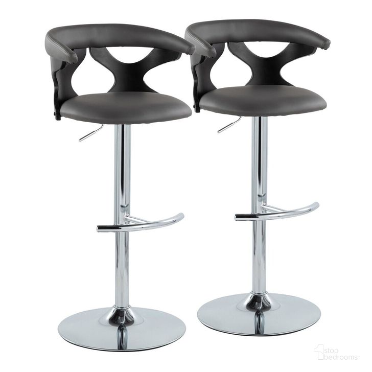 The appearance of Gardenia Adjustable Barstool Set of 2 In Black and Chrome designed by Lumisource in the modern / contemporary interior design. This black and chrome piece of furniture  was selected by 1StopBedrooms from Gardenia Collection to add a touch of cosiness and style into your home. Sku: BS-GARDPU-RT2 CHRBKGY2. Material: Wood. Product Type: Barstool. Image1