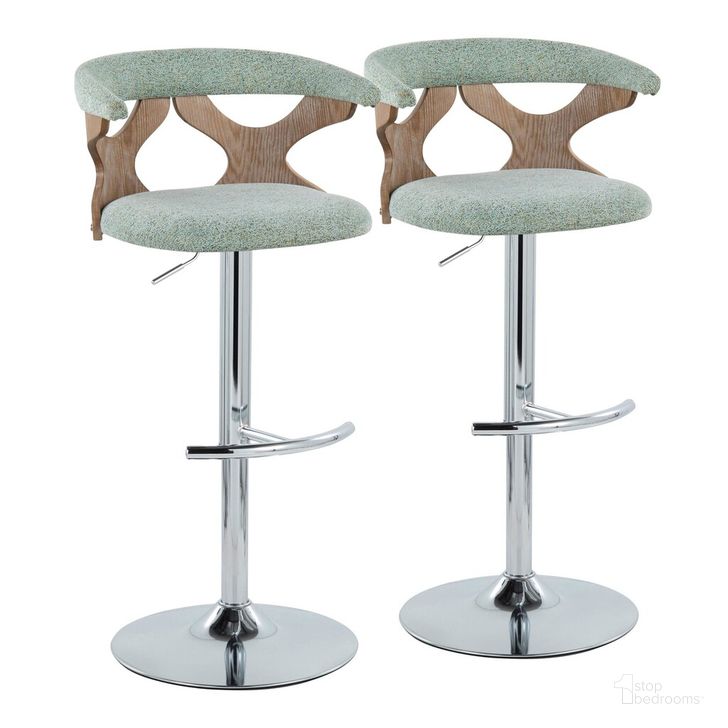 The appearance of Gardenia Adjustable Barstool Set of 2 In Green and White designed by Lumisource in the modern / contemporary interior design. This green and white piece of furniture  was selected by 1StopBedrooms from Gardenia Collection to add a touch of cosiness and style into your home. Sku: BS-GARDFB-RT2 CHRWWSGN2. Material: Wood. Product Type: Barstool. Image1
