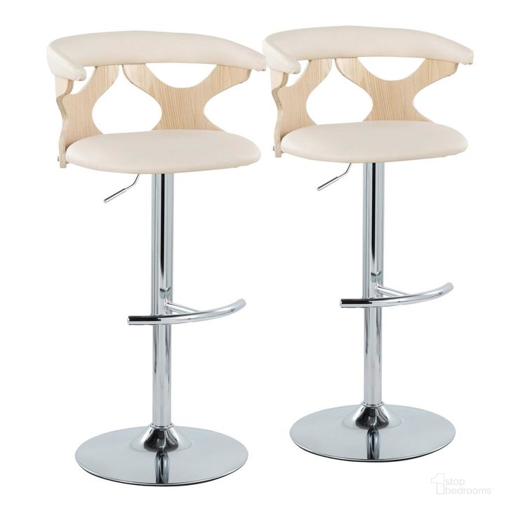 The appearance of Gardenia Adjustable Barstool Set of 2 In Natural and Chrome designed by Lumisource in the modern / contemporary interior design. This natural/chrome piece of furniture  was selected by 1StopBedrooms from Gardenia Collection to add a touch of cosiness and style into your home. Sku: BS-GARDPU-RT2 CHRNACR2. Material: Wood. Product Type: Barstool. Image1