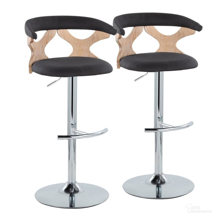 The appearance of Gardenia Adjustable Barstool Set of 2 In White and Chrome designed by Lumisource in the modern / contemporary interior design. This white and chrome piece of furniture  was selected by 1StopBedrooms from Gardenia Collection to add a touch of cosiness and style into your home. Sku: BS-GARDFB-RT2 CHRWWCHAR2. Material: Wood. Product Type: Barstool. Image1