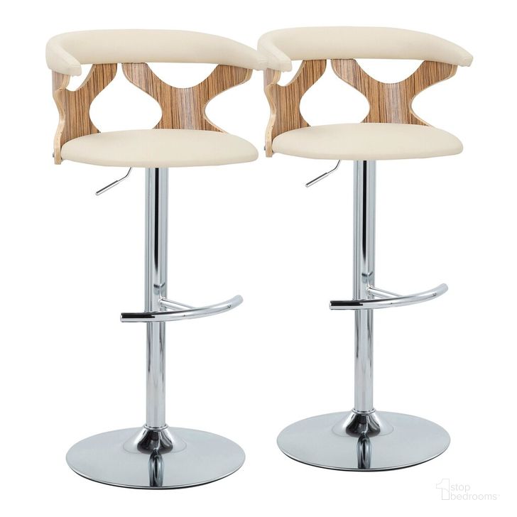 The appearance of Gardenia Adjustable Barstool Set of 2 In Zebra designed by Lumisource in the transitional interior design. This zebra piece of furniture  was selected by 1StopBedrooms from Gardenia Collection to add a touch of cosiness and style into your home. Sku: BS-GARDPU-RT2 CHRZBCR2. Material: Wood. Product Type: Barstool. Image1