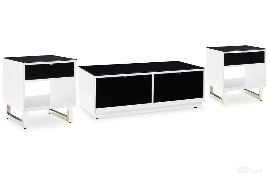 The appearance of Gardoni Ocassional Table Set In White and Black designed by Signature Design by Ashley in the modern / contemporary interior design. This white/black piece of furniture  was selected by 1StopBedrooms from Gardoni Collection to add a touch of cosiness and style into your home. Sku: T756-1;T756-3;T756-3. Material: Wood. Product Type: Occasional Table Set. Image1