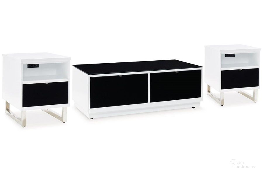 The appearance of Gardoni Ocassional Table Set with Chairside Table In White and Black designed by Signature Design by Ashley in the modern / contemporary interior design. This white/black piece of furniture  was selected by 1StopBedrooms from Gardoni Collection to add a touch of cosiness and style into your home. Sku: T756-1;T756-7;T756-7. Material: Wood. Product Type: Occasional Table Set. Image1