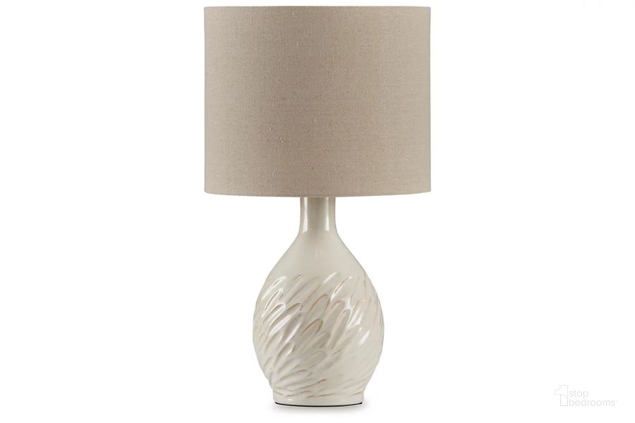 The appearance of Garinton Table Lamp In Cream designed by Signature Design by Ashley in the transitional interior design. This cream piece of furniture  was selected by 1StopBedrooms from Garinton Collection to add a touch of cosiness and style into your home. Sku: L180194. Material: Ceramic. Product Type: Table Lamp. Image1