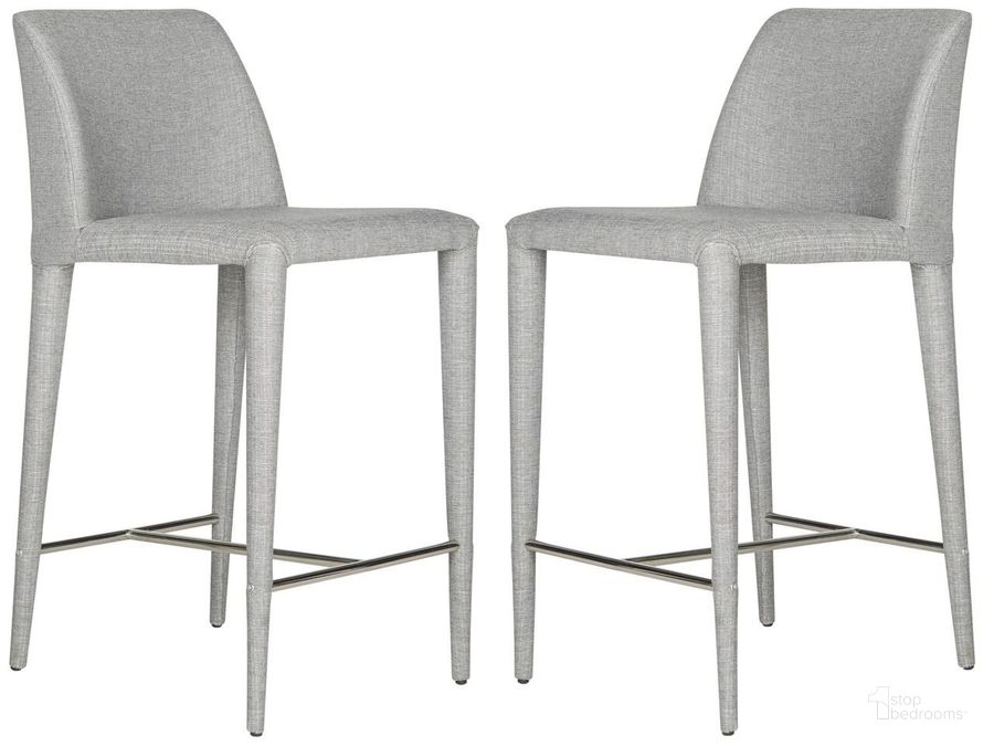 The appearance of Garretson Grey Linen and Chrome Counter Stool Set of 2 designed by Safavieh in the traditional interior design. This grey linen piece of furniture  was selected by 1StopBedrooms from Garretson Collection to add a touch of cosiness and style into your home. Sku: FOX2021G-SET2. Product Type: Barstool. Material: Iron. Image1