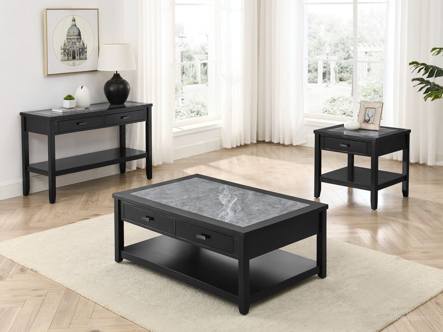 The appearance of Garvine 3Pc Occasional Set In Black designed by Steve Silver in the modern / contemporary interior design. This black piece of furniture  was selected by 1StopBedrooms from Garvine Collection to add a touch of cosiness and style into your home. Sku: GV100C;GV100E;GV100S. Material: MDF. Product Type: Occasional Table Set. Image1