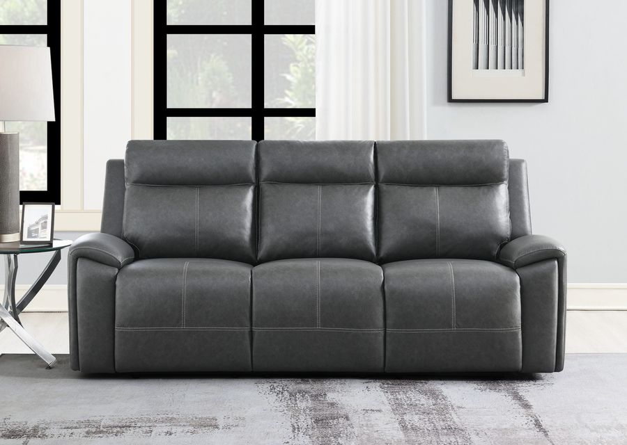 The appearance of Gaston Manual Reclining Sofa In Gray designed by Steve Silver in the modern / contemporary interior design. This gray piece of furniture  was selected by 1StopBedrooms from Gaston Collection to add a touch of cosiness and style into your home. Sku: GAS800GS. Product Type: Reclining Sofa. Material: Plywood. Image1