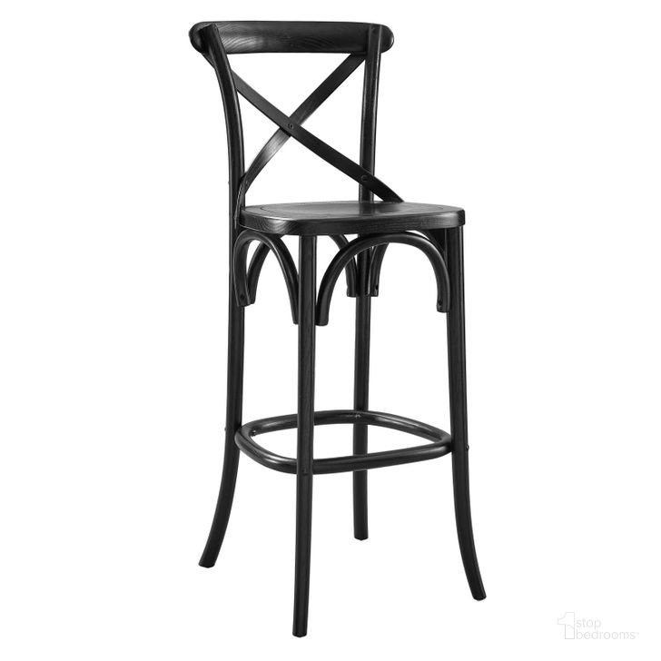 The appearance of Gear Black Bar Stool EEI-5563-BLK designed by Modway in the modern / contemporary interior design. This black piece of furniture  was selected by 1StopBedrooms from Gear Collection to add a touch of cosiness and style into your home. Sku: EEI-5563-BLK. Material: Wood. Product Type: Barstool. Image1