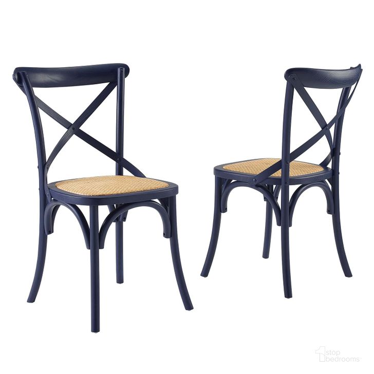 The appearance of Gear Dining Side Chair Set of 2 EEI-3481-MID designed by Modway in the modern / contemporary interior design. This midnight blue piece of furniture  was selected by 1StopBedrooms from Gear Collection to add a touch of cosiness and style into your home. Sku: EEI-3481-MID. Material: Wood. Product Type: Side Chair. Image1