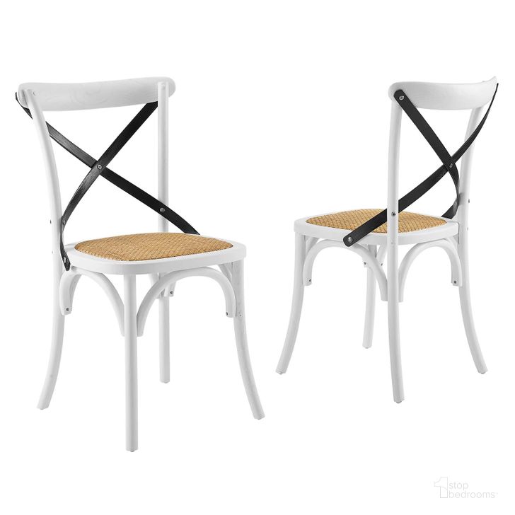 The appearance of Gear Dining Side Chair Set of 2 EEI-3481-WHI-BLK designed by Modway in the modern / contemporary interior design. This white and black piece of furniture  was selected by 1StopBedrooms from Gear Collection to add a touch of cosiness and style into your home. Sku: EEI-3481-WHI-BLK. Material: Wood. Product Type: Side Chair. Image1