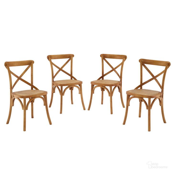 The appearance of Gear Walnut Dining Side Chair Set of 4 EEI-3482-WAL designed by Modway in the modern / contemporary interior design. This walnut piece of furniture  was selected by 1StopBedrooms from Gear Collection to add a touch of cosiness and style into your home. Sku: EEI-3482-WAL. Material: Wood. Product Type: Side Chair. Image1