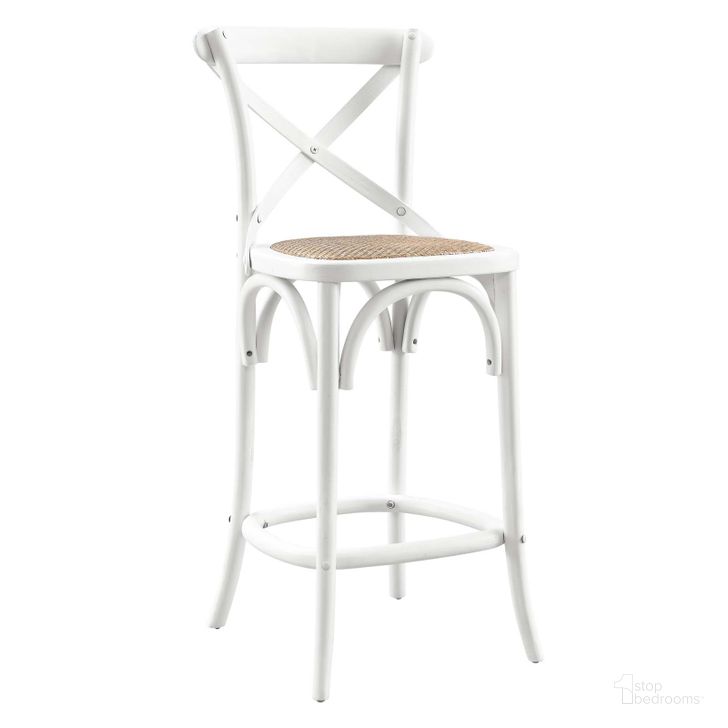 The appearance of Gear White Counter Stool designed by Modway in the modern / contemporary interior design. This white piece of furniture  was selected by 1StopBedrooms from Gear Collection to add a touch of cosiness and style into your home. Sku: EEI-5667-WHI. Material: Wood. Product Type: Barstool. Image1