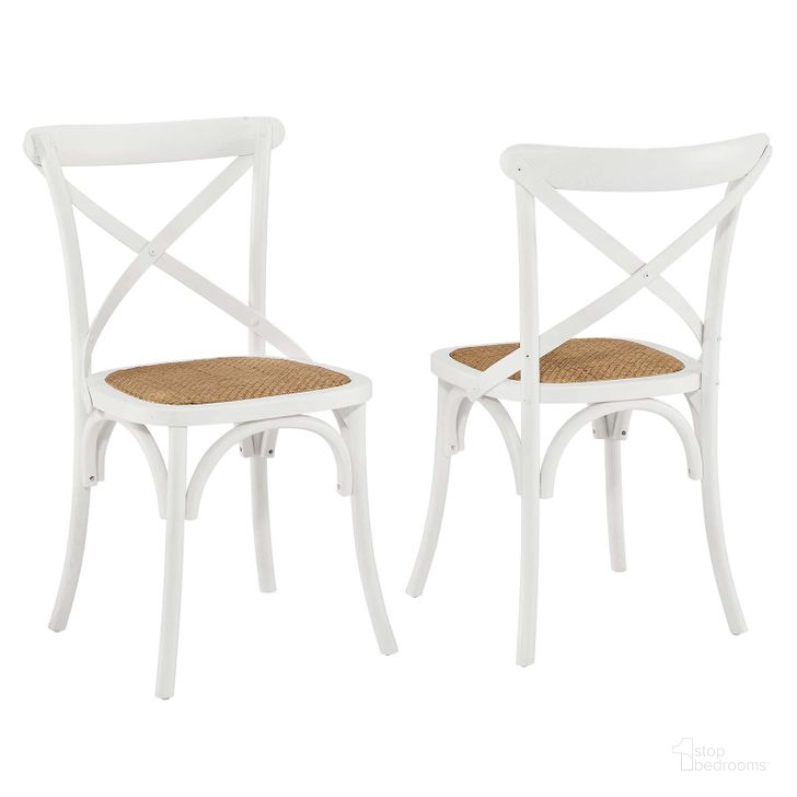 The appearance of Gear White Dining Side Chair Set of 2 designed by Modway in the modern / contemporary interior design. This white piece of furniture  was selected by 1StopBedrooms from Gear Collection to add a touch of cosiness and style into your home. Sku: EEI-3481-WHI. Material: Wood. Product Type: Side Chair. Image1
