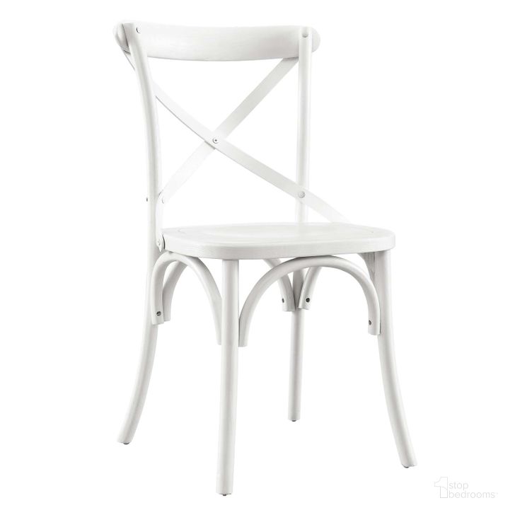 The appearance of Gear White Dining Side Chair designed by Modway in the modern / contemporary interior design. This white piece of furniture  was selected by 1StopBedrooms from Gear Collection to add a touch of cosiness and style into your home. Sku: EEI-5564-WHI. Material: Wood. Product Type: Dining Chair. Image1