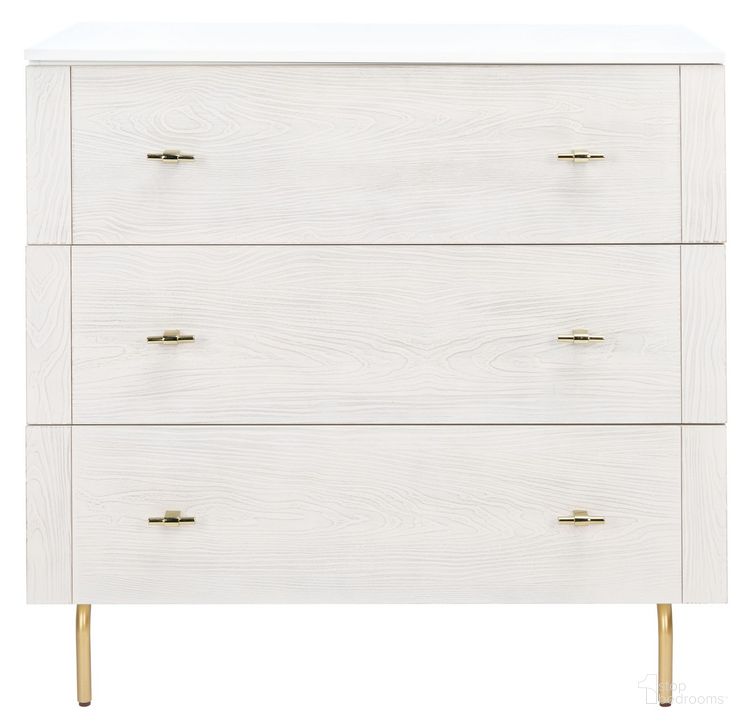 The appearance of Genevieve 3 Drawer Dresser in White Wash designed by Safavieh in the modern / contemporary interior design. This white wash piece of furniture  was selected by 1StopBedrooms from Genevieve Collection to add a touch of cosiness and style into your home. Sku: DRS5000D. Material: Wood. Product Type: Dresser. Image1