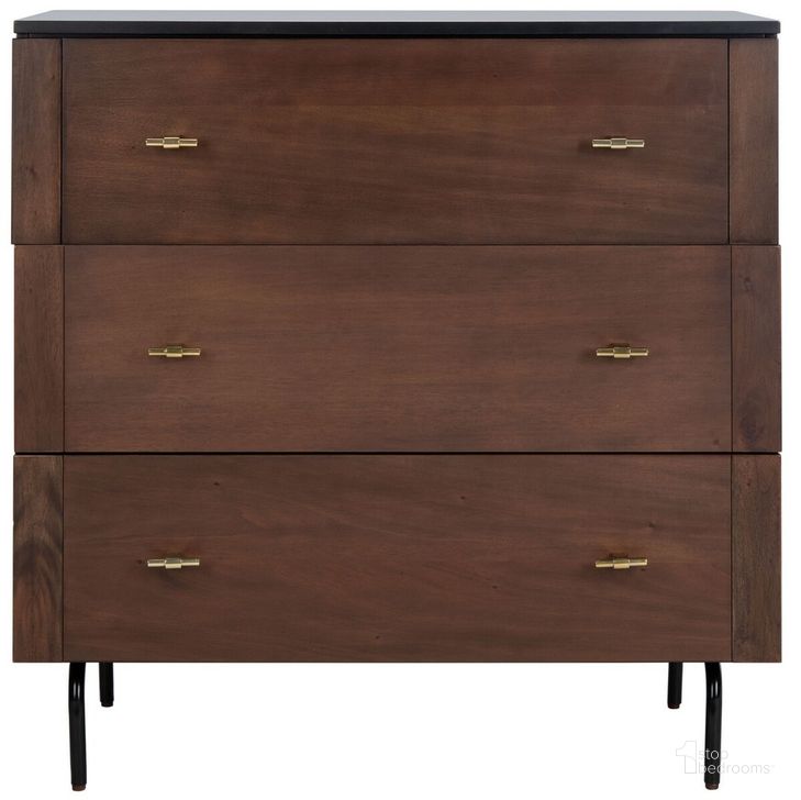 The appearance of Genevieve Black and Walnut 3 Drawer Dresser designed by Safavieh in the modern / contemporary interior design. This black walnut piece of furniture  was selected by 1StopBedrooms from Genevieve Collection to add a touch of cosiness and style into your home. Sku: DRS5000A. Material: Wood. Product Type: Dresser. Image1