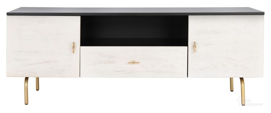 The appearance of Genevieve Media Stand in Black and White designed by Safavieh in the modern / contemporary interior design. This black and white piece of furniture  was selected by 1StopBedrooms from Genevieve Collection to add a touch of cosiness and style into your home. Sku: MED5000B. Material: Wood. Product Type: TV Stand. Image1