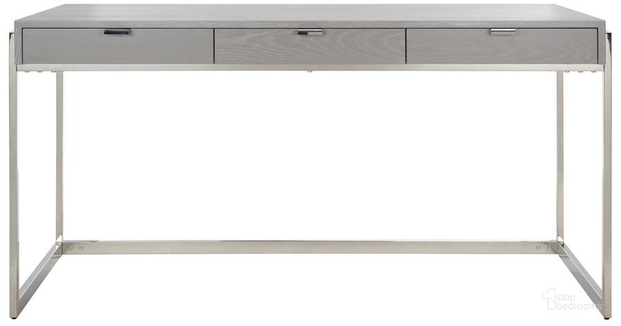 The appearance of Genevieve Writing Desk In Grey and Silver designed by Safavieh Couture in the modern / contemporary interior design. This grey and silver piece of furniture  was selected by 1StopBedrooms from Genevieve Collection to add a touch of cosiness and style into your home. Sku: SFV6008B. Product Type: Writing Desk. Material: Stainless Steel. Image1