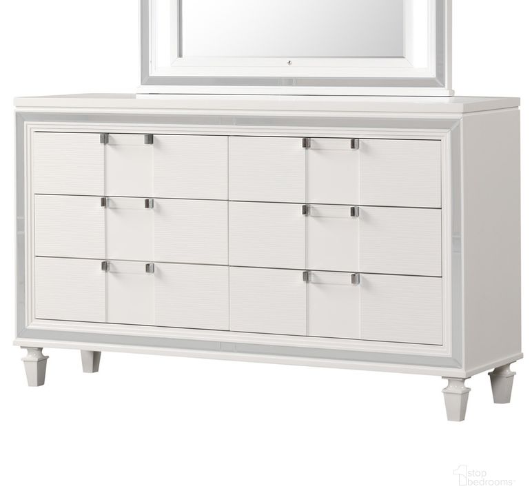The appearance of Genoa Dresser In White designed by Glory in the modern / contemporary interior design. This white piece of furniture  was selected by 1StopBedrooms from Genoa Collection to add a touch of cosiness and style into your home. Sku: G05790-D. Material: Wood. Product Type: Dresser. Image1