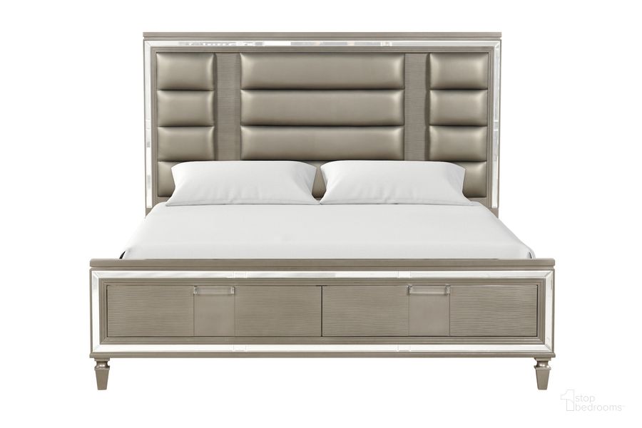 The appearance of Genoa King Bed In Gunmetal Gray designed by Glory in the modern / contemporary interior design. This gray piece of furniture  was selected by 1StopBedrooms from Genoa Collection to add a touch of cosiness and style into your home. Sku: G05702A-KB. Material: Wood. Product Type: Bed. Bed Size: King. Image1