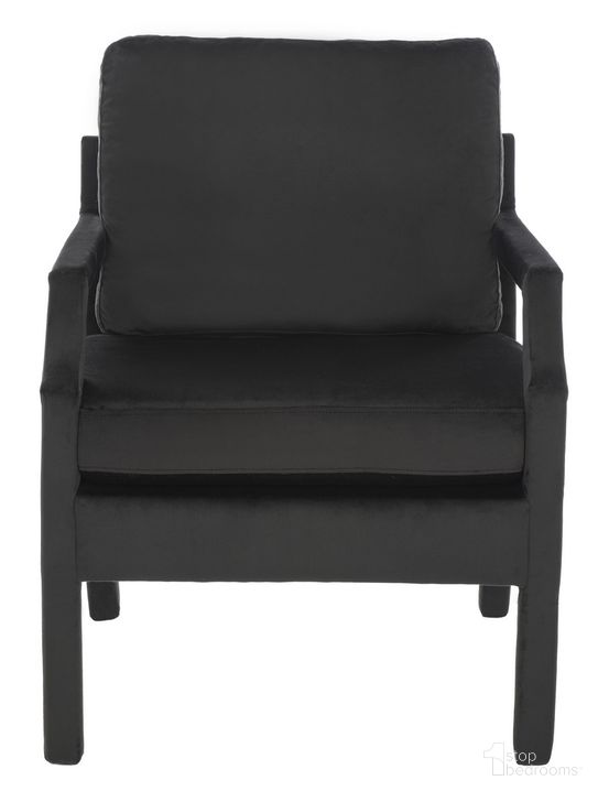 The appearance of Genoa Upholstered Arm Chair in Black Velvet designed by Safavieh in the modern / contemporary interior design. This black velvet piece of furniture  was selected by 1StopBedrooms from Genoa Collection to add a touch of cosiness and style into your home. Sku: ACH4510A. Material: Wood. Product Type: Accent Chair. Image1