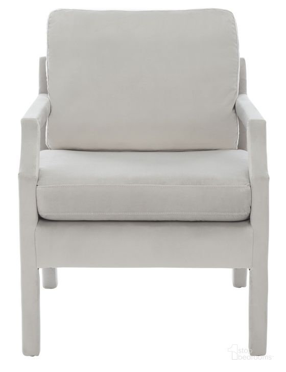The appearance of Genoa Upholstered Arm Chair in Light Grey designed by Safavieh in the modern / contemporary interior design. This light grey piece of furniture  was selected by 1StopBedrooms from Genoa Collection to add a touch of cosiness and style into your home. Sku: ACH4510B. Material: Wood. Product Type: Accent Chair. Image1