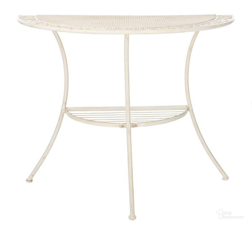 The appearance of Genson End Table in Pearl White designed by Safavieh in the modern / contemporary interior design. This pearl white piece of furniture  was selected by 1StopBedrooms from Genson Collection to add a touch of cosiness and style into your home. Sku: PAT5027A. Material: Metal. Product Type: Outdoor Table. Image1