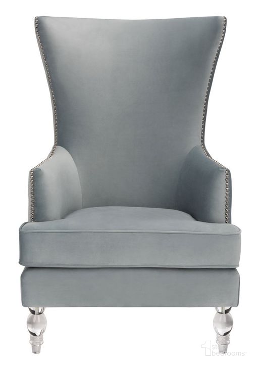 The appearance of Geode Modern Wingback Chair In Light Silver designed by Safavieh Couture in the modern / contemporary interior design. This silver piece of furniture  was selected by 1StopBedrooms from Geode Collection to add a touch of cosiness and style into your home. Sku: SFV4745A. Material: Wood. Product Type: Accent Chair. Image1