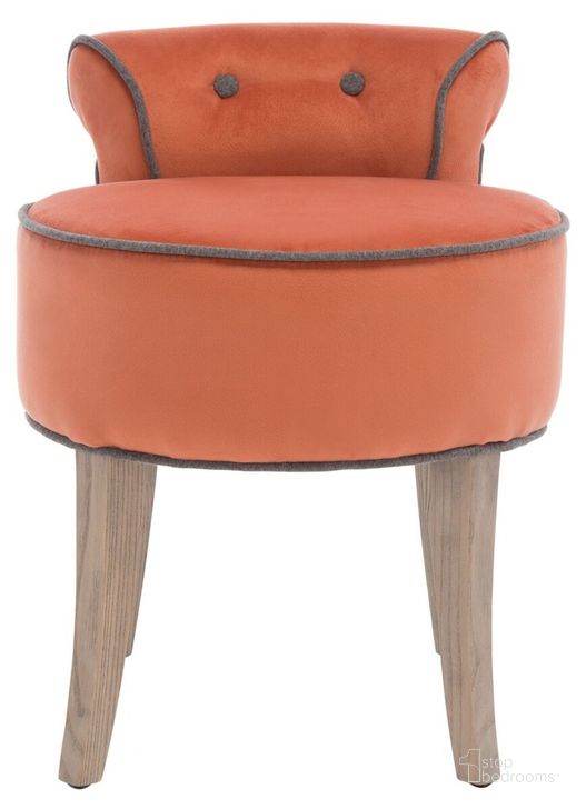 The appearance of Georgia Burnt Orange Vanity Stool designed by Safavieh in the transitional interior design. This burnt orange piece of furniture  was selected by 1StopBedrooms from Georgia Collection to add a touch of cosiness and style into your home. Sku: MCR4546F. Material: Wood. Product Type: Vanity Stool. Image1