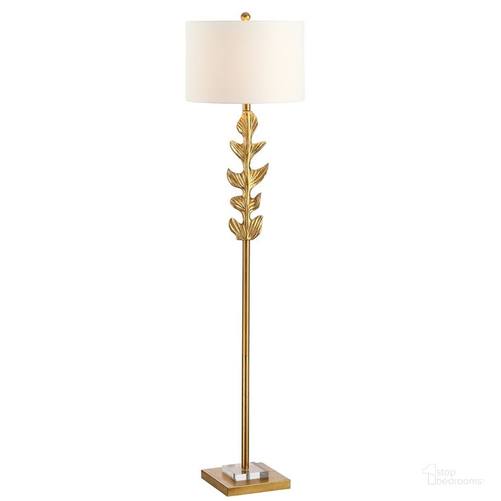 The appearance of Georgiana Gold Leaf Floor Lamp designed by Safavieh in the modern / contemporary interior design. This gold piece of furniture  was selected by 1StopBedrooms from Safavieh FLL Collection to add a touch of cosiness and style into your home. Sku: FLL4047A. Product Type: Floor Lamp. Image1