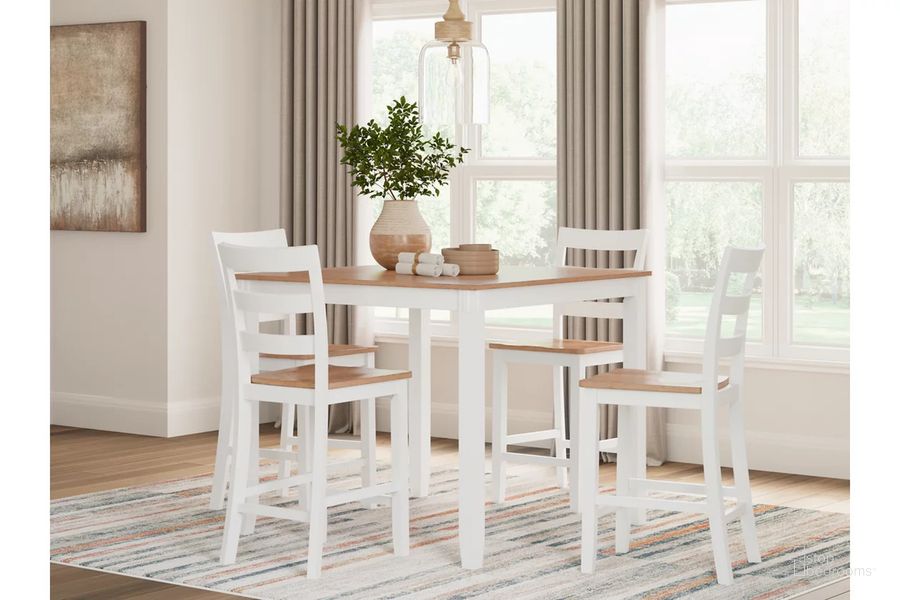 The appearance of Gesthaven 5-Piece Dining Room Set In Natural and White designed by Signature Design by Ashley in the transitional interior design. This natural/white piece of furniture  was selected by 1StopBedrooms from Gesthaven Collection to add a touch of cosiness and style into your home. Sku: D398-223. Product Type: Dining Room Set. Image1