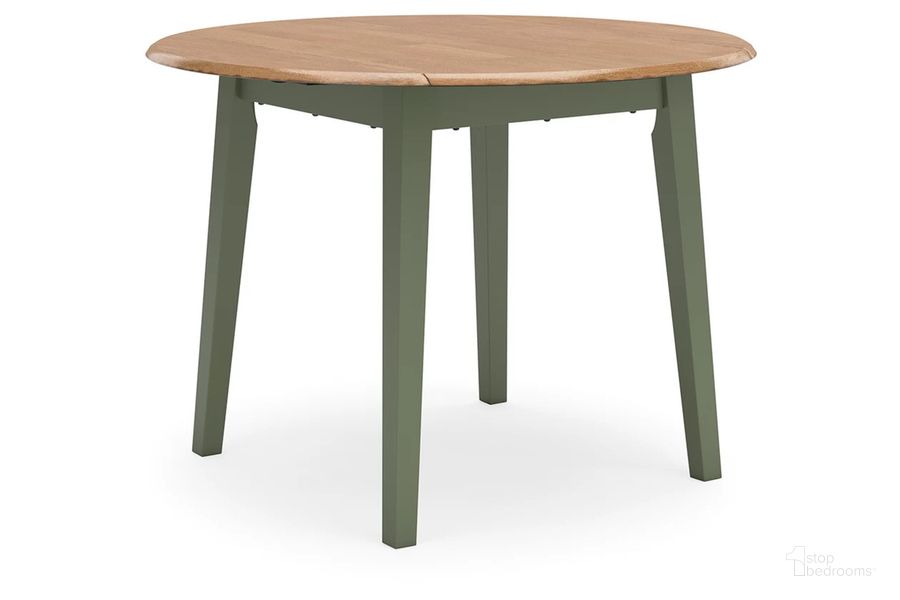 The appearance of Gesthaven Dining Drop Leaf Table In Natural and Green designed by Signature Design by Ashley in the transitional interior design. This natural and green piece of furniture  was selected by 1StopBedrooms from Gesthaven Collection to add a touch of cosiness and style into your home. Sku: D401-15. Product Type: Dining Table. Size: 42.