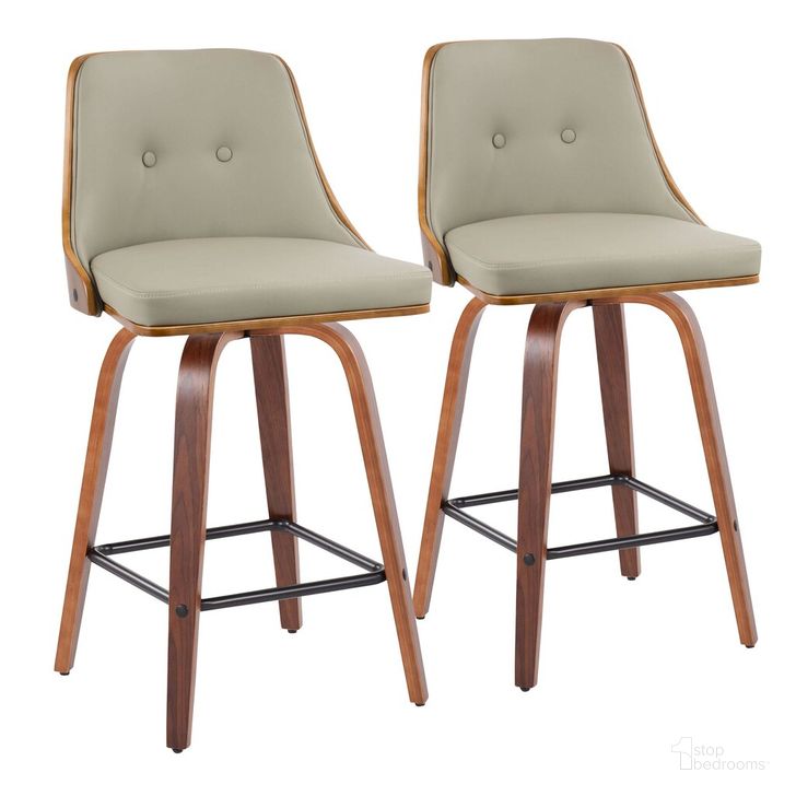 The appearance of Gianna Counter Stool Set of 2 In Grey designed by Lumisource in the transitional interior design. This light gray piece of furniture  was selected by 1StopBedrooms from Gianna Collection to add a touch of cosiness and style into your home. Sku: B26-GNN2-SWVX WLLGY2. Material: Wood. Product Type: Barstool. Image1