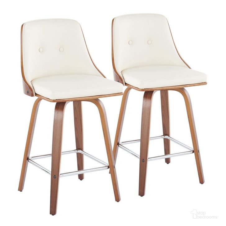 The appearance of Gianna Fixed Height Counter Stool Set of 2 In Cream designed by Lumisource in the transitional interior design. This cream piece of furniture  was selected by 1StopBedrooms from Gianna Collection to add a touch of cosiness and style into your home. Sku: B26-GNNPU-GRTZS2 WLWLCR2. Material: Wood. Product Type: Barstool. Image1