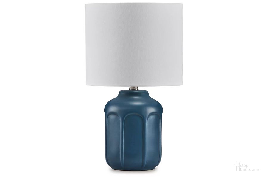 The appearance of Gierburg Table Lamp In Teal designed by Signature Design by Ashley in the modern / contemporary interior design. This teal piece of furniture  was selected by 1StopBedrooms from Gierburg Collection to add a touch of cosiness and style into your home. Sku: L180214. Material: Ceramic. Product Type: Table Lamp. Image1