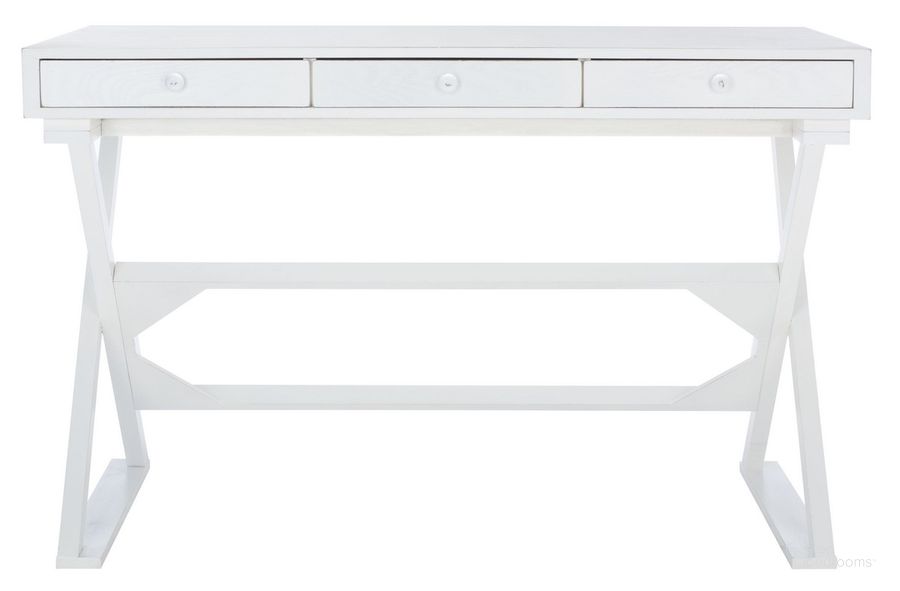 The appearance of Gilbert Desk in White designed by Safavieh in the modern / contemporary interior design. This white piece of furniture  was selected by 1StopBedrooms from Gilbert Collection to add a touch of cosiness and style into your home. Sku: AMH1525C. Material: Wood. Product Type: Desk. Image1