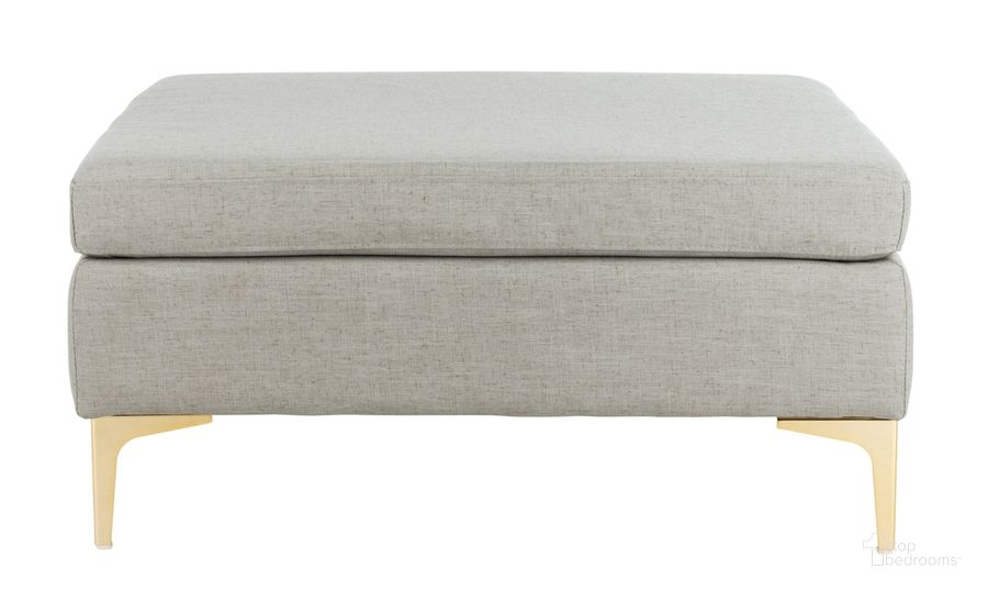 The appearance of Giovanna Light Gray and Brass Square Ottoman designed by Safavieh in the modern / contemporary interior design. This light gray piece of furniture  was selected by 1StopBedrooms from Giovanna Collection to add a touch of cosiness and style into your home. Sku: BCH6301C. Product Type: Bench. Material: Iron. Image1