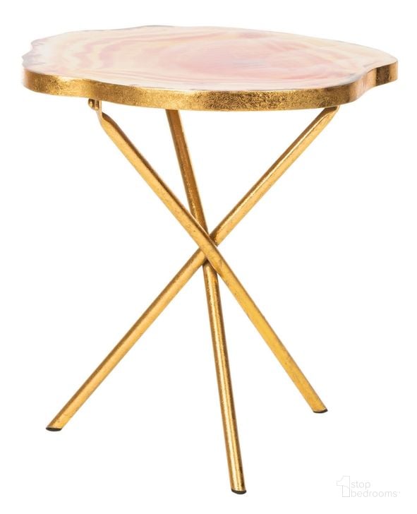 The appearance of Giselle Faux Agate Side Table designed by Safavieh in the modern / contemporary interior design. This orange piece of furniture  was selected by 1StopBedrooms from Giselle Collection to add a touch of cosiness and style into your home. Sku: ACC3206A. Product Type: Accent Table. Material: Iron. Image1