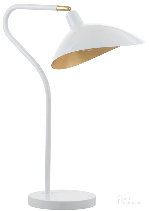 The appearance of Giselle White and Gold 30 Inch Adjustable Table Lamp designed by Safavieh in the modern / contemporary interior design. This white piece of furniture  was selected by 1StopBedrooms from Giselle Collection to add a touch of cosiness and style into your home. Sku: LIT4360A. Product Type: Table Lamp. Image1