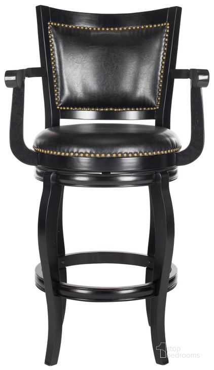 The appearance of Gitano Black Swivel Bar Stool designed by Safavieh in the transitional interior design. This black piece of furniture  was selected by 1StopBedrooms from Gitano Collection to add a touch of cosiness and style into your home. Sku: FOX7009C. Product Type: Barstool. Material: Iron. Image1