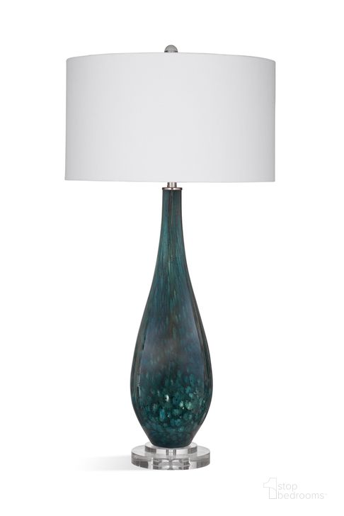 The appearance of Glaize Table Lamp In Blue designed by Bassett Mirror Company in the modern / contemporary interior design. This blue piece of furniture  was selected by 1StopBedrooms from  to add a touch of cosiness and style into your home. Sku: L4228T. Material: Glass. Product Type: Table Lamp. Image1