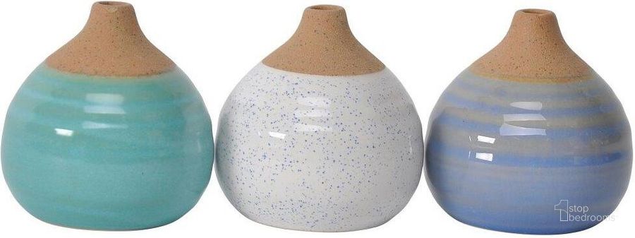 Glazed Bud Vases Set of 3 In Multi 12681-01