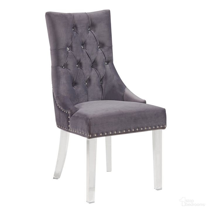 The appearance of Gobi Modern and Contemporary Tufted Dining Chair In Gray Velvet with Acrylic Legs designed by Armen Living in the glam interior design. This gray piece of furniture  was selected by 1StopBedrooms from Gobi Collection to add a touch of cosiness and style into your home. Sku: LCGOCHGRAY. Product Type: Dining Chair. Material: Acrylic. Image1